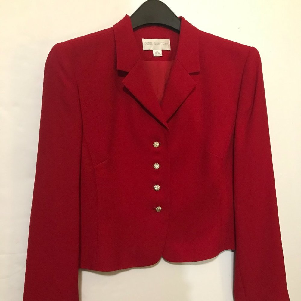 Women's Vintage Red Petite Sophisticate Jacket, Size 14
